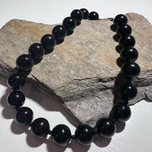 Black beaded choker style necklace